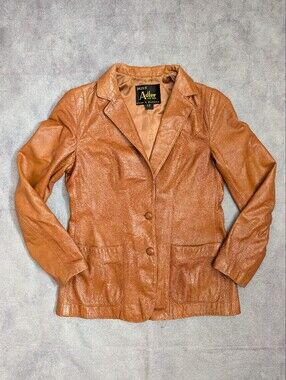 Vintage 1970s Miss Adler Leather Blazer Jacket Tailored Retro Cali Aesthetic 12